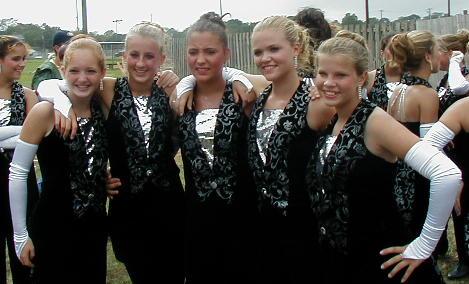 Brittany and  her friends in the SHS guard, 2000