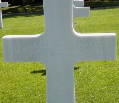 Marker at Omaha American Cemetary for Harold Josewiski